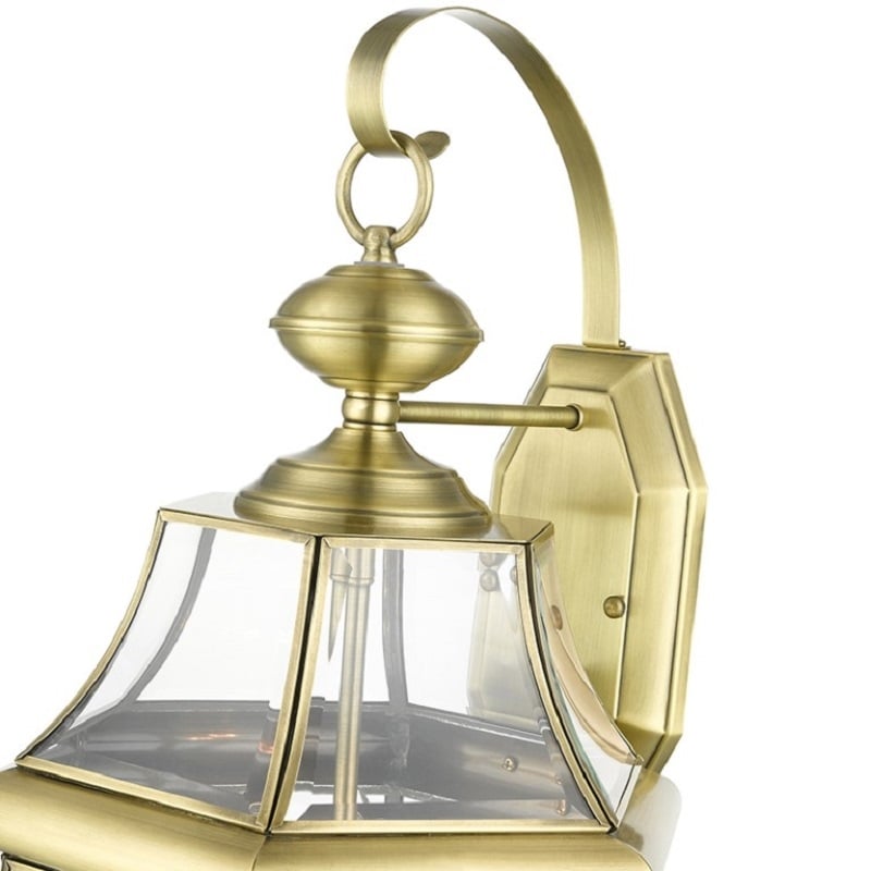 Beaumont Lane 3 Light Outdoor Wall Lantern in Antique Brass