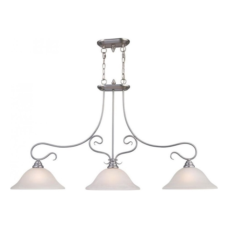 Beaumont Lane 3 Light Island Light in Brushed Nickel