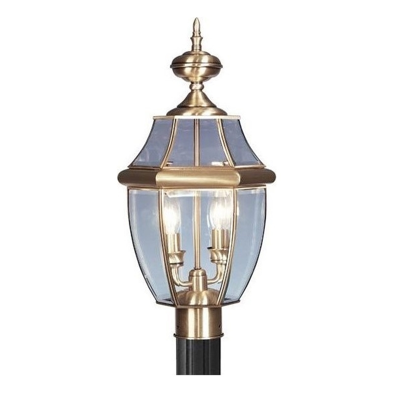Beaumont Lane 2 Light Outdoor Post Head in Antique Brass