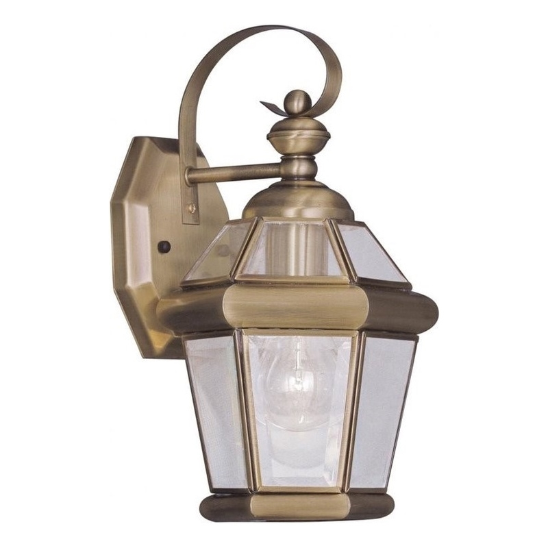 Beaumont Lane Outdoor Wall Lantern in Antique Brass