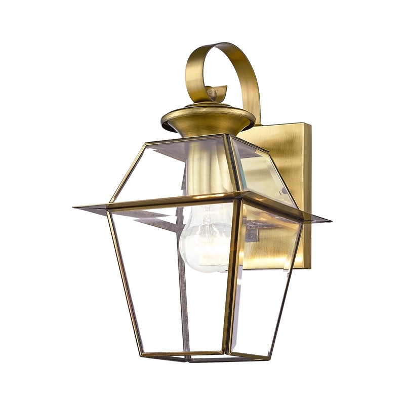 Beaumont Lane Outdoor Wall Lantern in Antique Brass