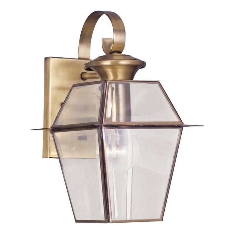 Beaumont Lane Outdoor Wall Lantern in Antique Brass
