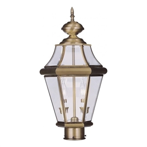 Beaumont Lane 2 Light Outdoor Post Head in Antique Brass