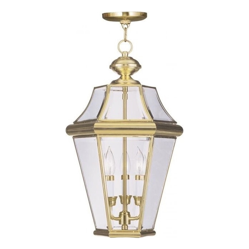 Beaumont Lane 3 Light Outdoor Chain Hang in Polished Brass