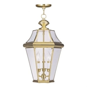 Beaumont Lane 3 Light Outdoor Chain Hang in Polished Brass