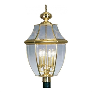 Beaumont Lane 4 Light Outdoor Post Head in Polished Brass