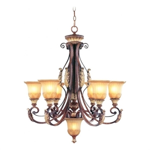 Beaumont Lane 6 Light Chandelier in Verona Bronze and Aged Gold Leaf