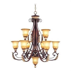 Beaumont Lane 9 Light Chandelier in Verona Bronze and Aged Gold Leaf