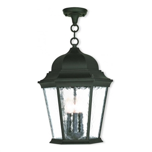Beaumont Lane 3 Light Outdoor Chain Hang Lantern in Textured Black