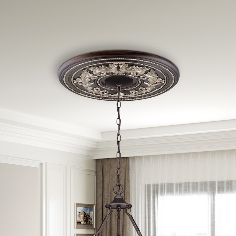 Beaumont Lane Ceiling Medallion in Rubbed Bronze and Antique Silver