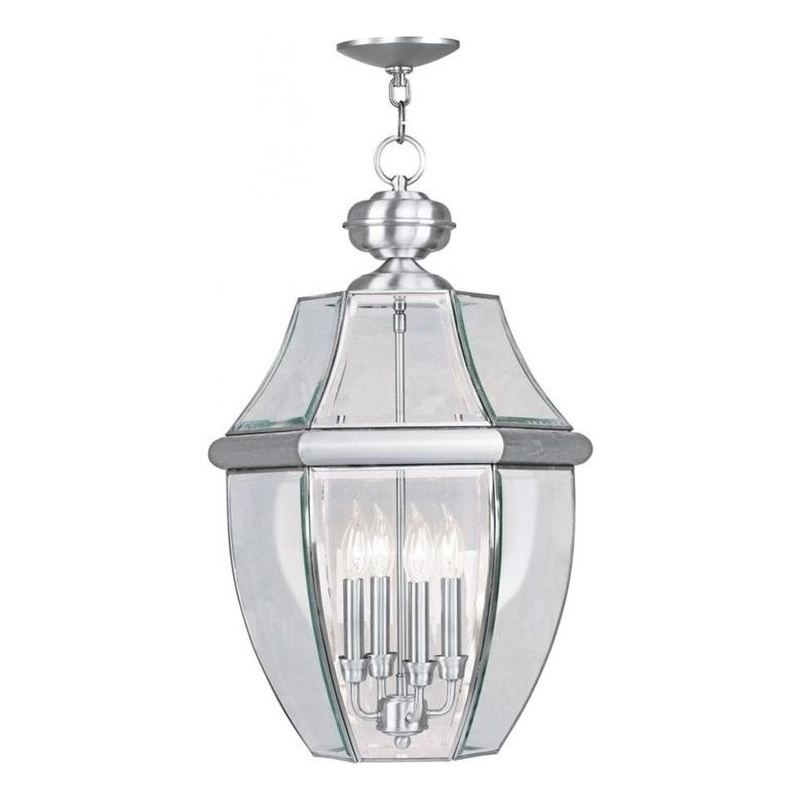 Beaumont Lane 4 Light Outdoor Chain Hang in Brushed Nickel