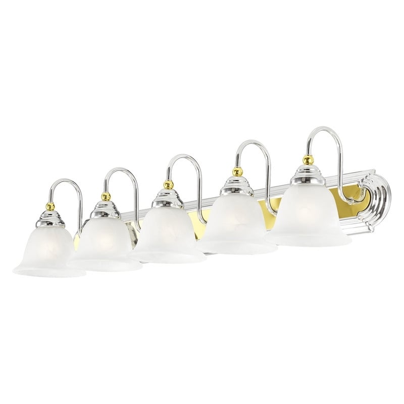 Beaumont Lane 5 Light Bath Light in Chrome and Polished Brass