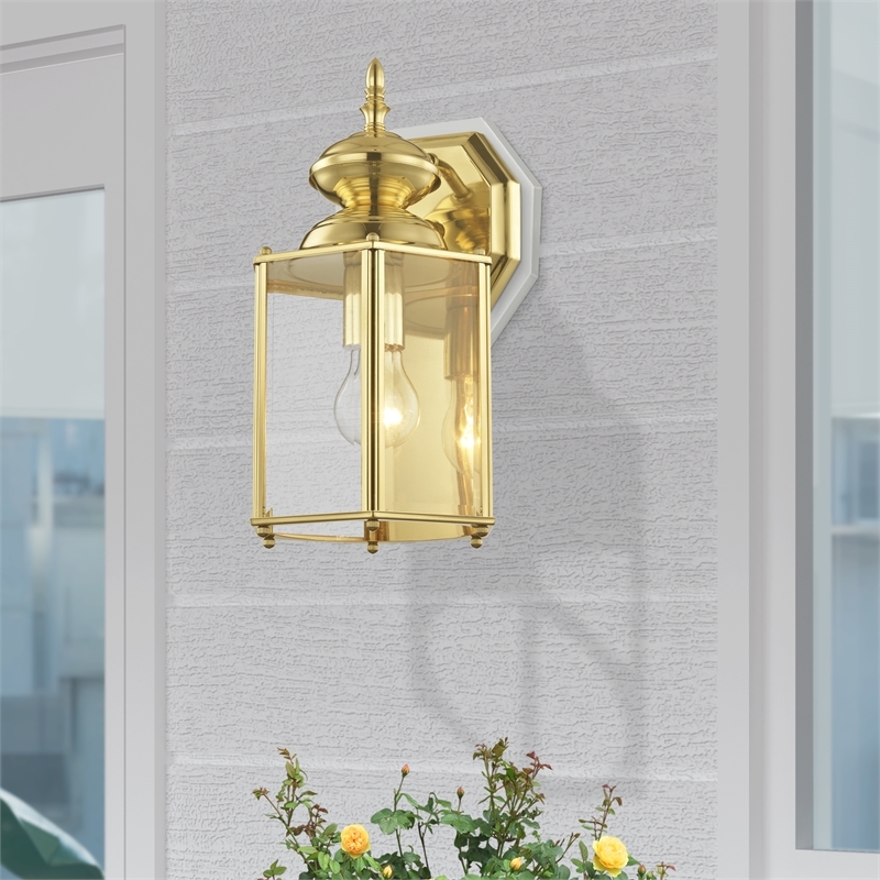 Beaumont Lane Outdoor Wall Lantern in Polished Brass