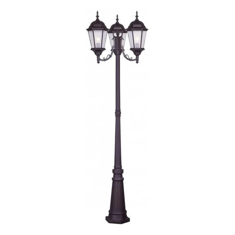 Beaumont Lane 3 Light Outdoor Head Post in Bronze