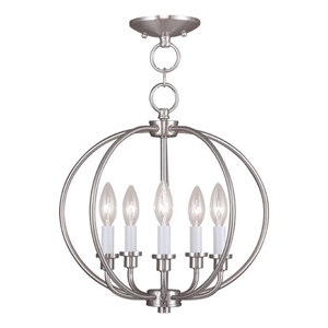 Beaumont Lane 5 Light Convertible Ceiling Mount in Brushed Nickel
