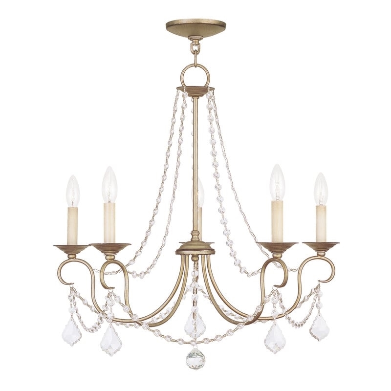 Beaumont Lane 5 Light Chandelier in Hand Painted Antique Silver Leaf