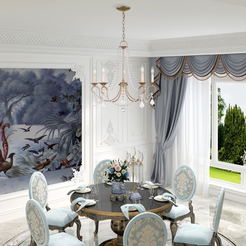 Beaumont Lane 5 Light Chandelier in Hand Painted Antique Silver Leaf