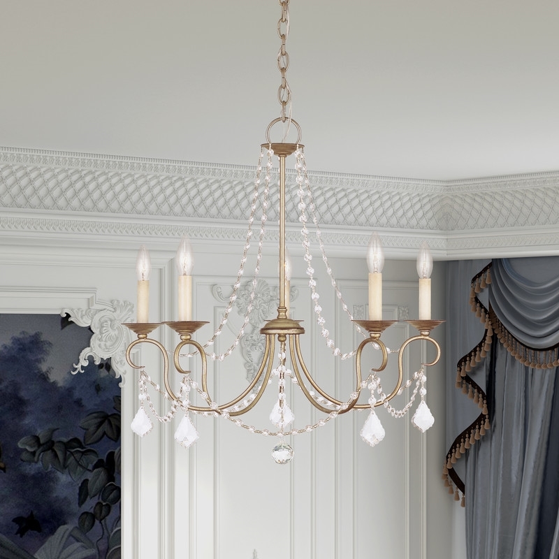 Beaumont Lane 5 Light Chandelier in Hand Painted Antique Silver Leaf