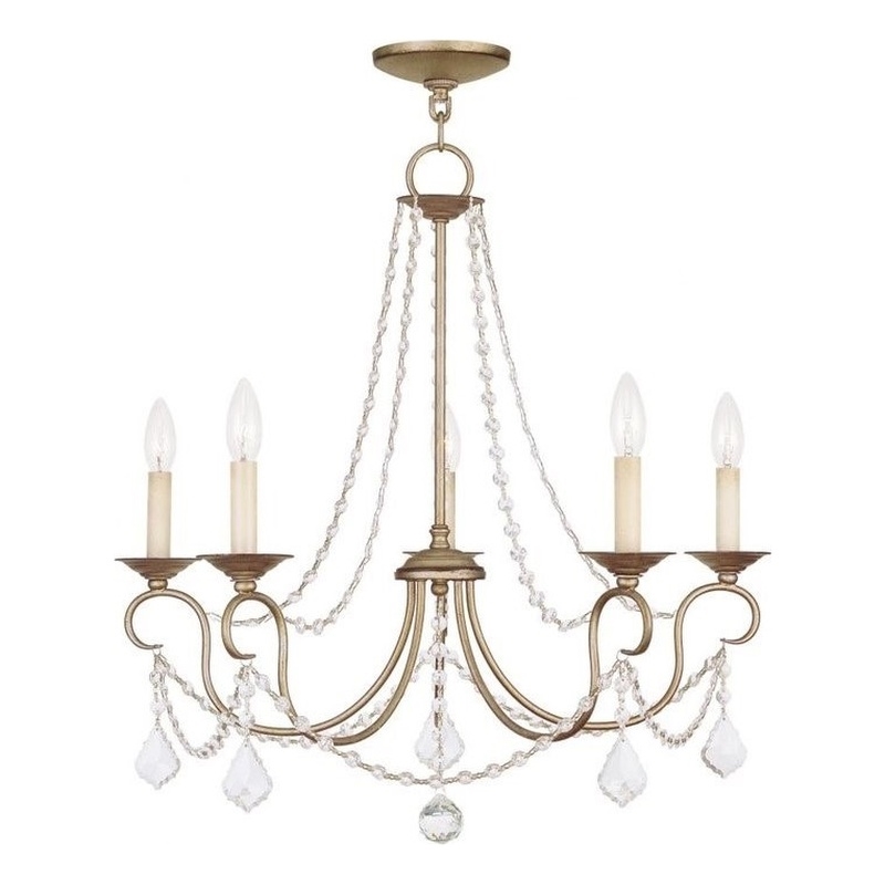 Beaumont Lane 5 Light Chandelier in Hand Painted Antique Silver Leaf