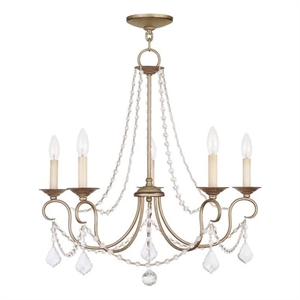 Beaumont Lane 5 Light Chandelier in Hand Painted Antique Silver Leaf