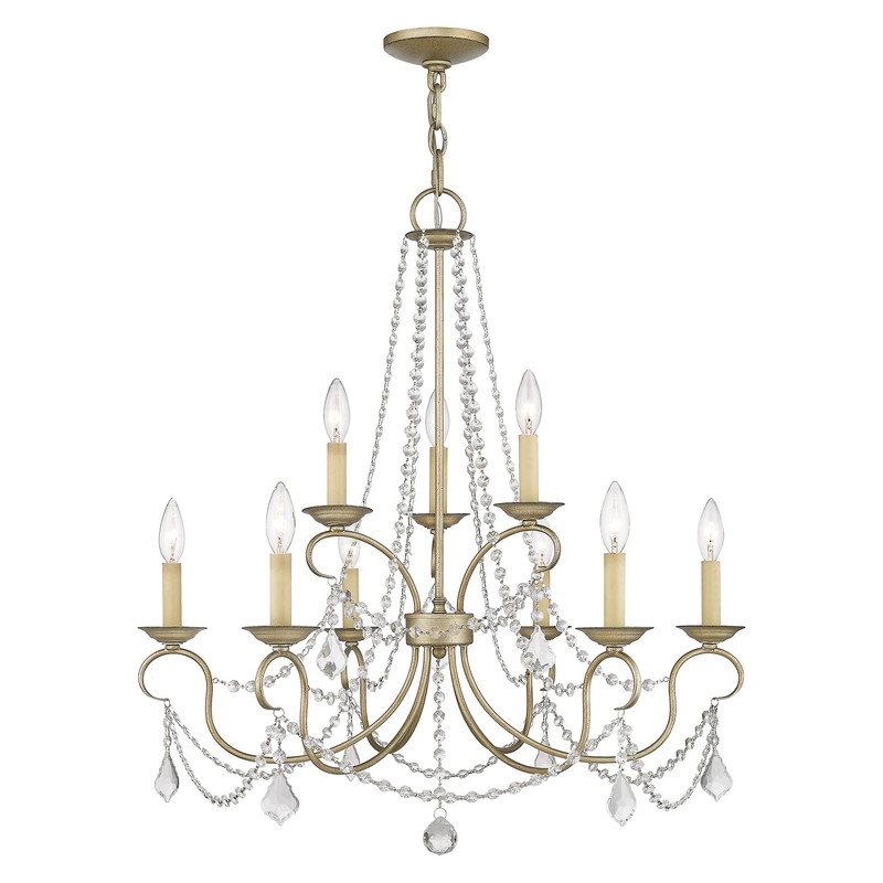 Beaumont Lane 9 Light Chandelier in Hand Painted Antique Silver Leaf