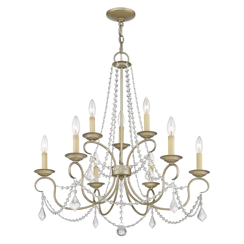 Beaumont Lane 9 Light Chandelier in Hand Painted Antique Silver Leaf