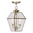 Beaumont Lane 2 Light Outdoor Chain Hang in Antique Brass
