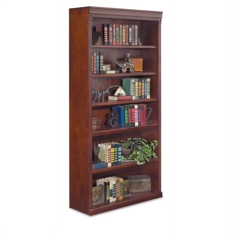 Beaumont Lane Hardwood Vibrant Cherry Bookcase Rectangular 6-Shelf 72
