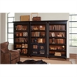 Beaumont Lane Traditional Wood Bookcase with Doors in Distressed Black