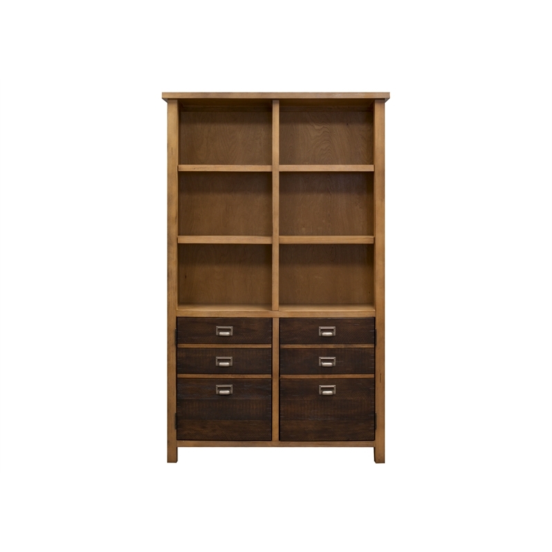 Beaumont Lane Traditional Wood Bookcase with Doors and Shelves in Brown