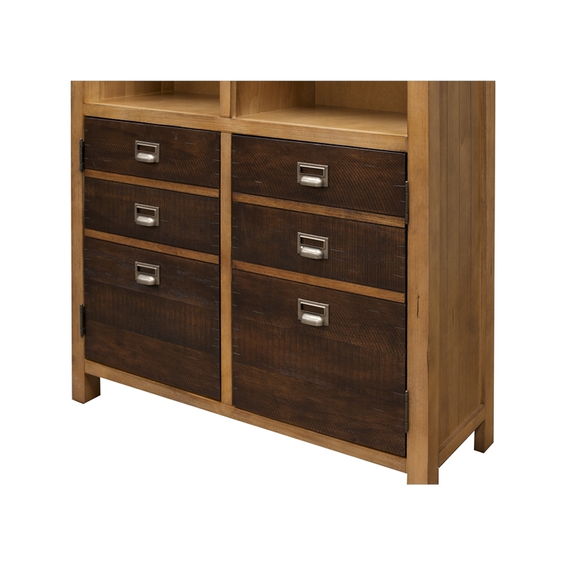 Beaumont Lane Traditional Wood Bookcase with Doors and Shelves in Brown