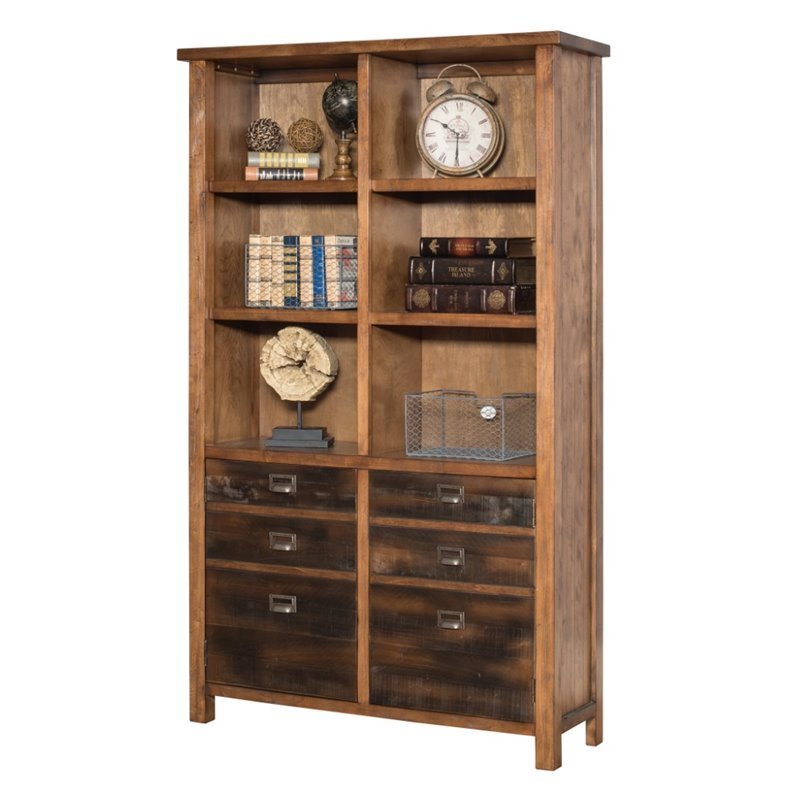 Beaumont Lane Traditional Wood Bookcase with Doors and Shelves in Brown