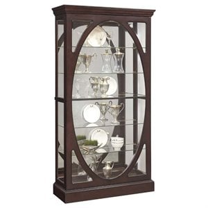 beaumont lane oval framed mirrored curio cabinet in sable brown