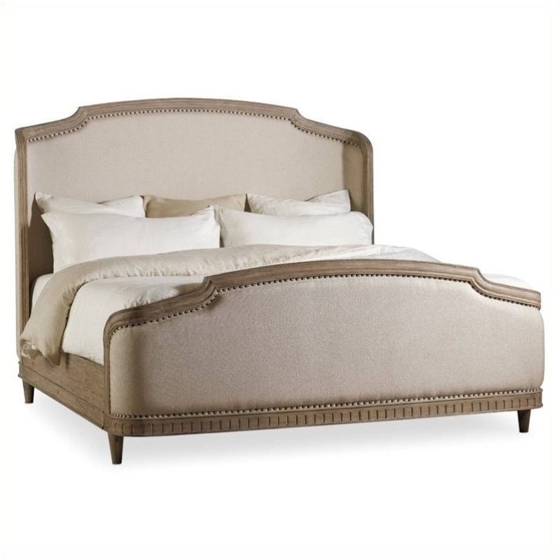 Beaumont Lane Upholstered Queen Shelter Bed in Light Wood Cymax Business