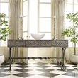 Beaumont Lane 3-Drawer Traditional Wood & Metal Console Table in Weathered Gray