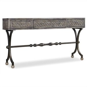 Beaumont Lane 3-Drawer Traditional Wood & Metal Console Table in Weathered Gray