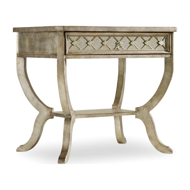 Beaumont Lane 1-Drawer Bedroom Nightstand in Silver Wood