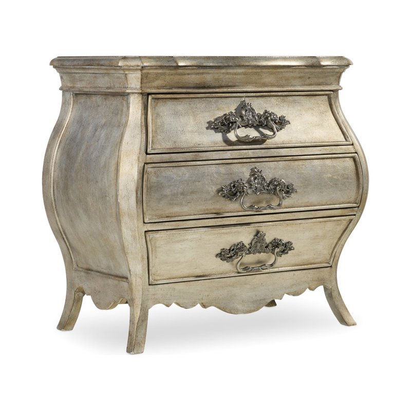 Beaumont Lane 3-Drawer Bedroom Nightstand in Silver Wood