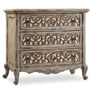 Beaumont Lane 3 Drawer Fretwork Nightstand in Caramel Froth