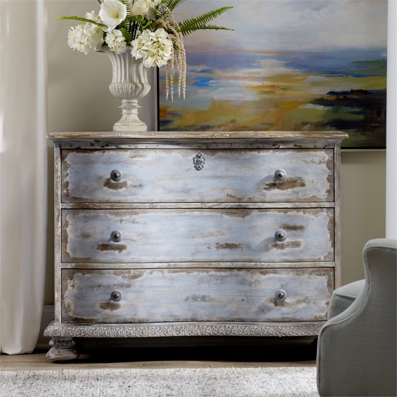 Beaumont Lane 3-Drawer Poplar Wood Accent Chest in Soft Blue