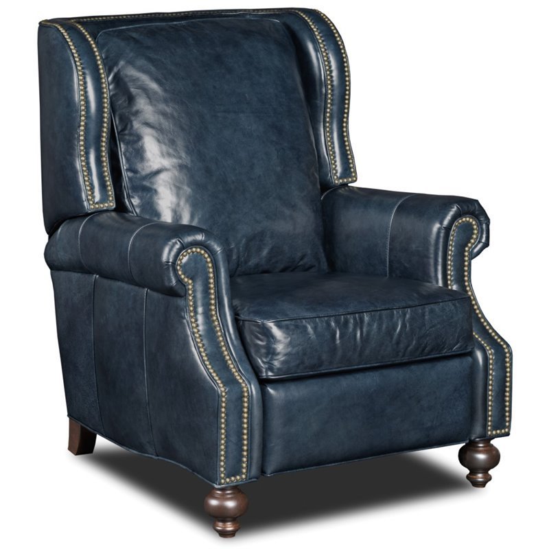Beaumont Lane Leather Recliner in Blue Cymax Business