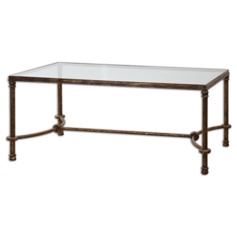 Beaumont Lane Iron Coffee Table in Rustic Bronze Patina
