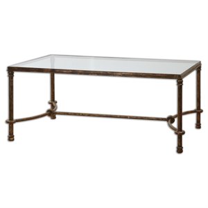 Beaumont Lane Iron Coffee Table in Rustic Bronze Patina