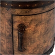 Beaumont Lane Round Traditional Wood Duffel End Table in Brown