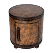 Beaumont Lane Round Traditional Wood Duffel End Table in Brown