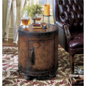 beaumont lane round wood duffel end table