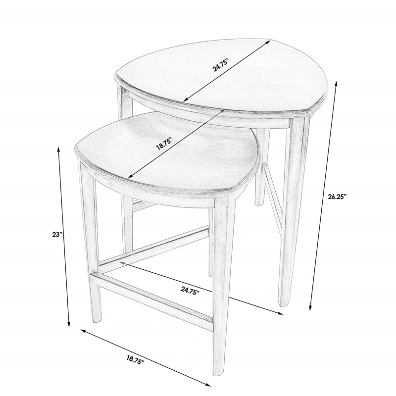 Beaumont Lane Wood Antique Cherry Nesting Table Triangular Distressed 26.25