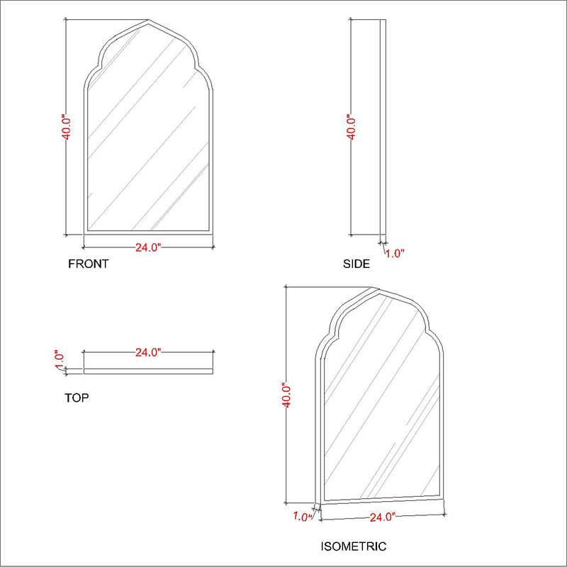 Beaumont Lane Antique Arch Metal Wall Mirror in Gold