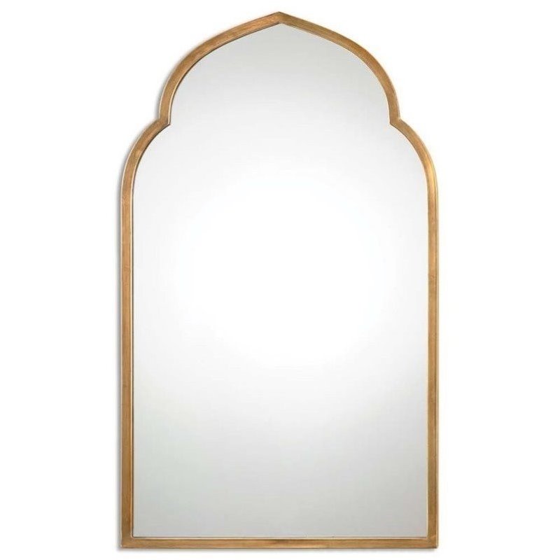 Beaumont Lane Antique Arch Metal Wall Mirror in Gold