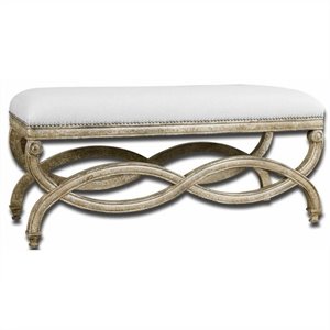 beaumont lane natural linen bench in antiqued almond